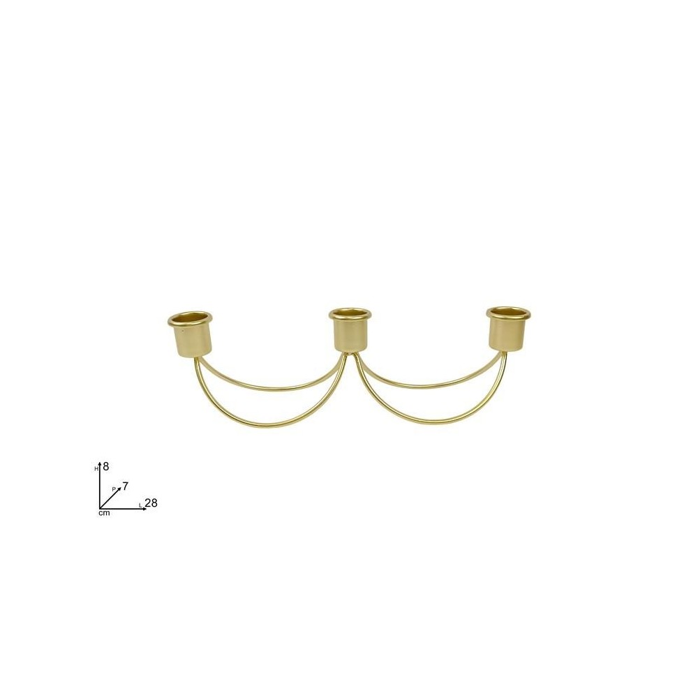 PORTACANDELE METALLO ORO 3 POSTI 28X8